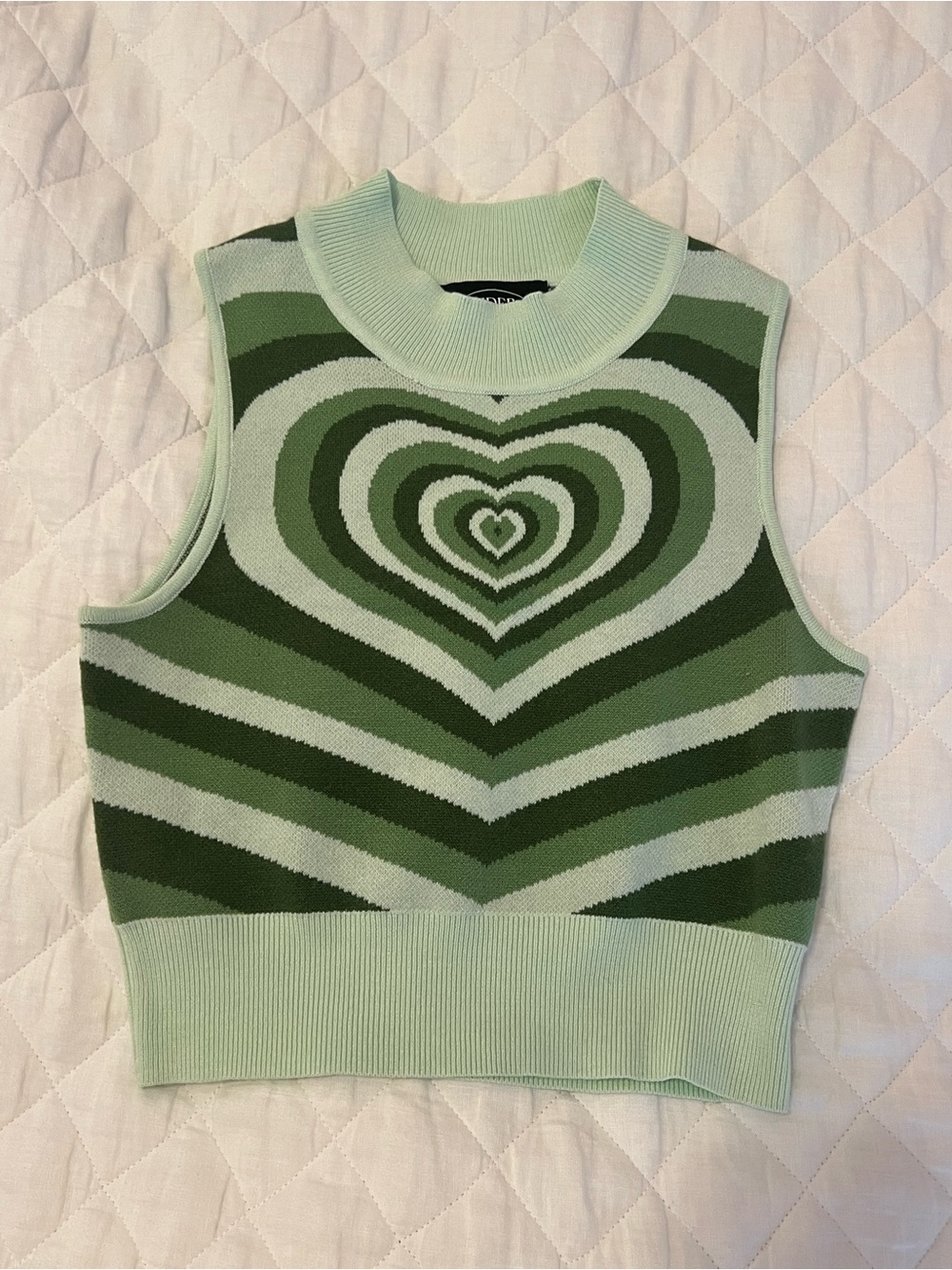 Cider Green Heart Stripe Knit Tank - Picture 3 of 5